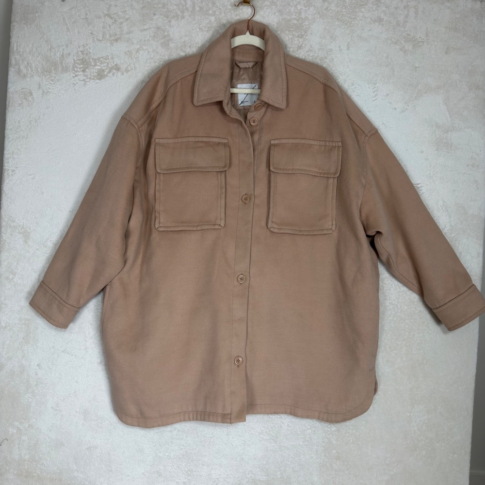 Abercrombie & Fitch Tan Oversized Wool Blend Shirt Jacket Shacket XL Minimalist